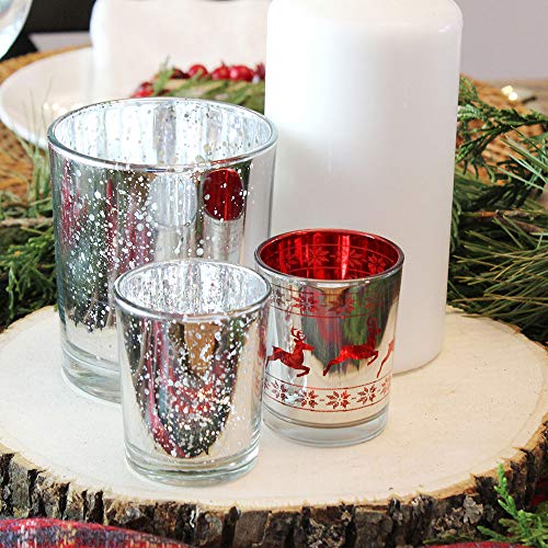 Just Artifacts Mercury Glass Votive Candle Holder 2.75" H (12pcs, Speckled Silver) -Mercury Glass Votive Tealight Candle Holders for Weddings, Parties and Home Decor - Thumbnail 5