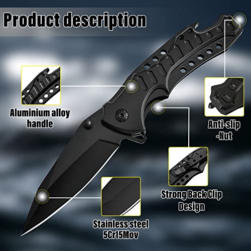 Zeng Tactical Knife For Men, Camping Knife Survival With Bottle Opener And Clip, Pocket Knife Foldable Multitool Tactical Knives With Wood Handle, Folding Knife For Camping Fishing Hiking Hunting Working Outdoor #TOP2