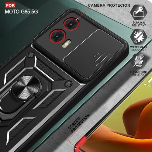 Image of AIBEX Back Cover for Motorola G85 5G | D10 Tough Armor Case | Sliding Camera Shield | 360 Protection | Kickstand Ring Holder | Military-Grade Shockproof Bumper Case