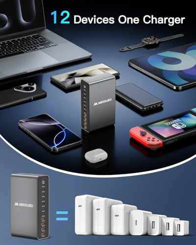 12 Ports Aluminum Alloy MEKIOJEO 380W Charging Station USB C Charger Block - Image 6