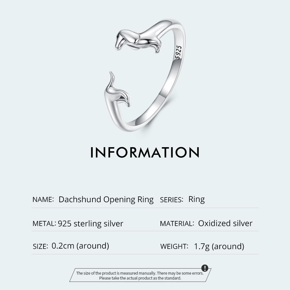 Bassotto Volpe Devilfish Anello Regolabile con Apertura Personalizzato S925 Argento Donna Anello Carino Regalo Animale Nipote