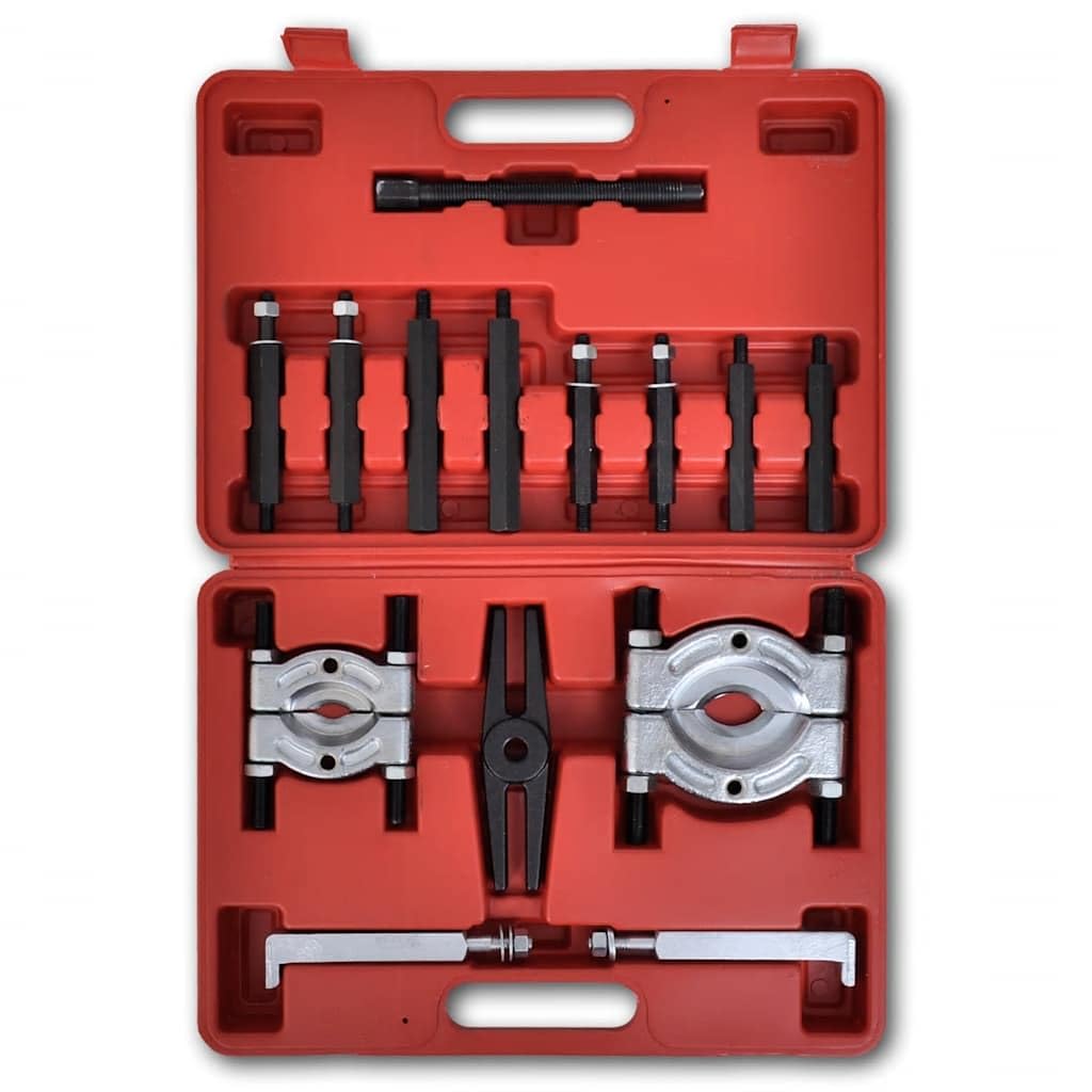 Set di 14 estrattori per cuscinetti in acciaio ad alte prestazioni con ganasce da 5 cm e 7,6 cm, barra ad H, vite di guida, viti di espansione e adattatori per ingranaggi, volanti e pulegge