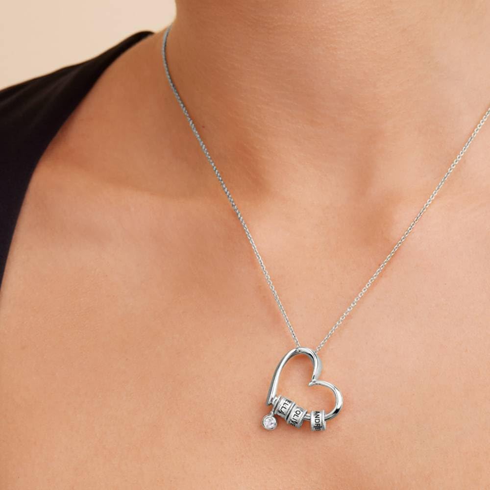 Theo Grace - Personalised Delina Family Necklace with Engraved Beads - Diamond Option - Custom Jewellery for Her Women Mother - Petite Gift for Mother's Day, Birthday, Various, Sterling Silver, Created