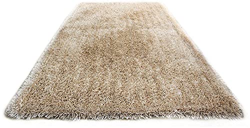 Image of Luxury Shaggy Rectangular Rugs Solid Plain Fluffy Fur Carpet For Home And Floor Floor Mat 6X8 Feet Microfiber & Polyster Modern Interior Floor Mat Beige