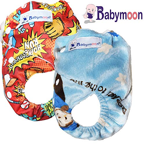Image of Babymoon (Set of 2) Reusable Cloth Diaper, Premium Adjustable Size Waterproof Washable Pocket Cloth Diaper Nappie
