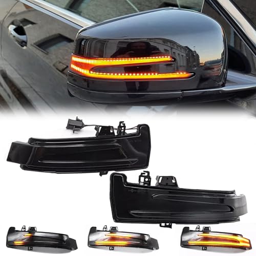 Dynamic LED Sequential Side Mirror Turn Signal Lights Compatible with Mercedes Benz A/B/C/E/S/CLA/GLA/GLK/CLS Class W204 W176 W212 W246 W221 C250 C300 C350, LED Wing Mirror Indicator Side Marker
