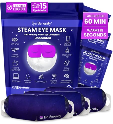 Steam Eye Mask, Self Heating Warm Compress for Dry Eyes I Heated Fast Relief for Stye, Puffy Sensitive Eyes - Moist Heat, Valentine's Day Gifts for Her and Him, Sleep, Travel & Relaxation Gifts