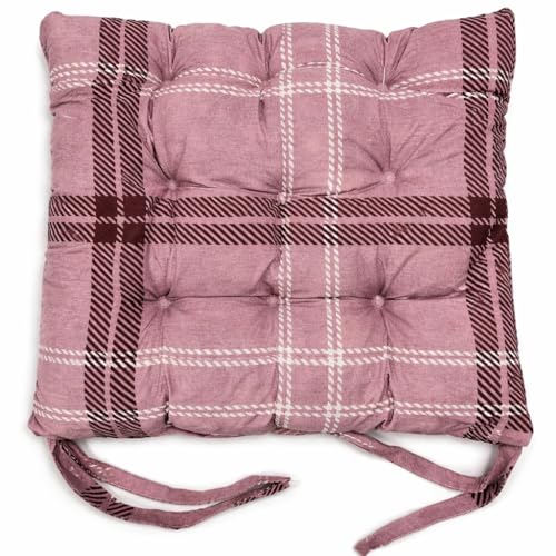 cushion mania Galette de chaise de salle à manger, jardin, cuisine - À nouer en zigzag - Coussin de chaise carré rembourré lavable, doux et confortable...