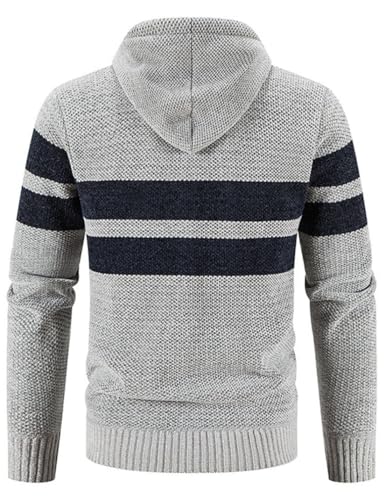 Image of Kinkia Men's Zip Up Hoodies Casual Long Sleeve Full Zipper Sherpa Fleece Lined Knit Cardigan Sweater Jacket with Pockets