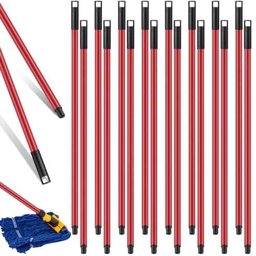 Image of Gisafai 46.5 Inch Broom Handle with Threaded Tip,Red,20 Pcs