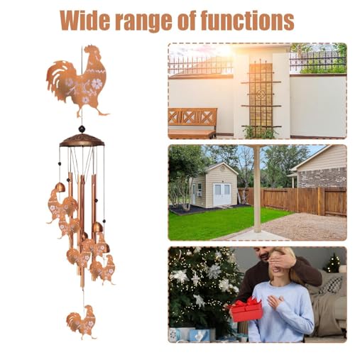 Carillon à vent extérieur poulet cloche vintage déco jardin terrasse - 5