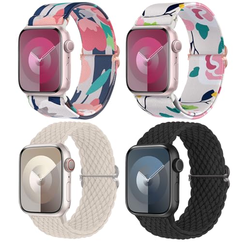 Image of Delidigi Stretchy Bands Compatible for Apple Watch Band Women 40mm 38mm 41mm 42mm 44mm 45mm 46mm 49mm, Nylon Braided Straps for iWatch Series 11 10 9 8 7 6 SE 5 4 3 Ultra 3 2 1