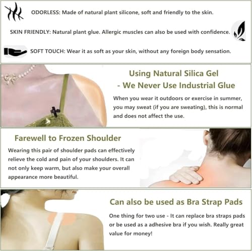 Image of Silicone Shoulder Pads for Womens Clothing, Anti-Slip Push-Up Pads Invisible Breathable Shoulder Enhancer, 2 Pair Skin Colour