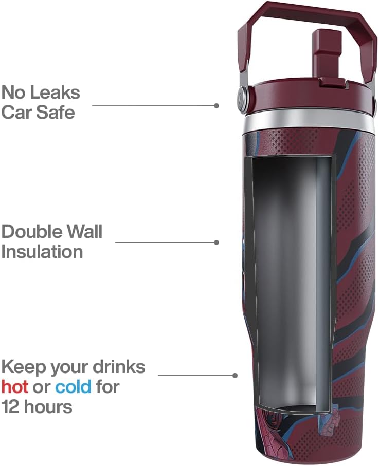 Team Liquid Marvel Rivals Spider-man Tumbler with Lid, 30 Oz Water Bottle, Vacuum Insulated, Gaming Water Bottle, Reusable Insulated Stainless Steel tumbler for Water, Iced Tea or Coffee