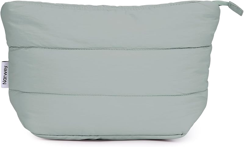 Necessaire de maquiagem Narwey em nylon acolchoado, Verde