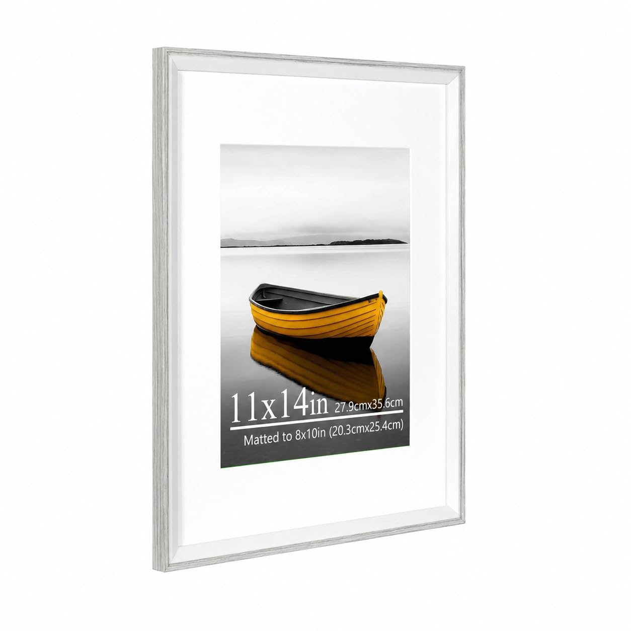 Baoee 11x14 Grey white Two Tone Picture Frame，photo frame with acrylic glass,Poster Frame