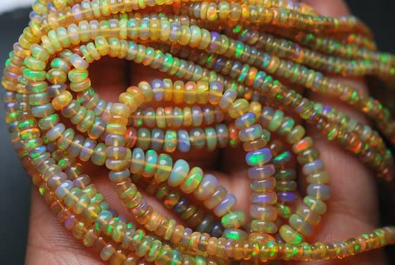 Opale jaune d'Éthiopie en rondelles de 6mm à enfiler pour vos bijoux de mariage estival