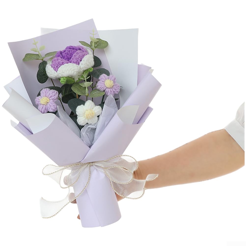 Roses artificielles tricotées en sac, cadeau idéal d'anniversaire de mariage