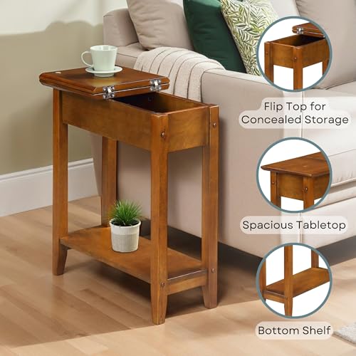 Image of Convenience Concepts American Heritage Flip Top End Table, Dark Walnut
