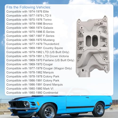 Image of DICMIC Aluminum Dual Plane Intake Manifold Compatible with Ford Small Block Windsor V8 5.8L 351W Idle-6800 RPM Range Replace# 84023