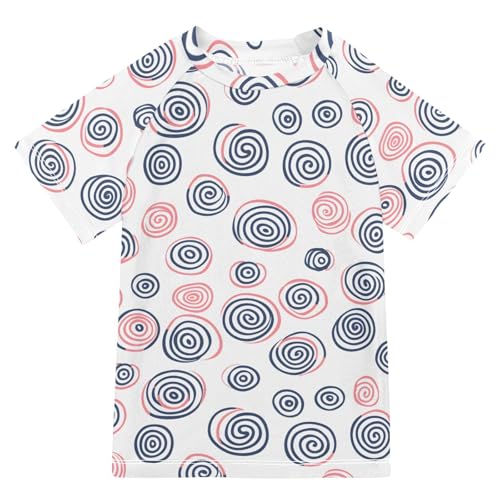 ALAZA Kids Rash Guard Toddler Swim Shirt Boy Girls Swirl Doodle UPF 50+ Short Sleeve 4T