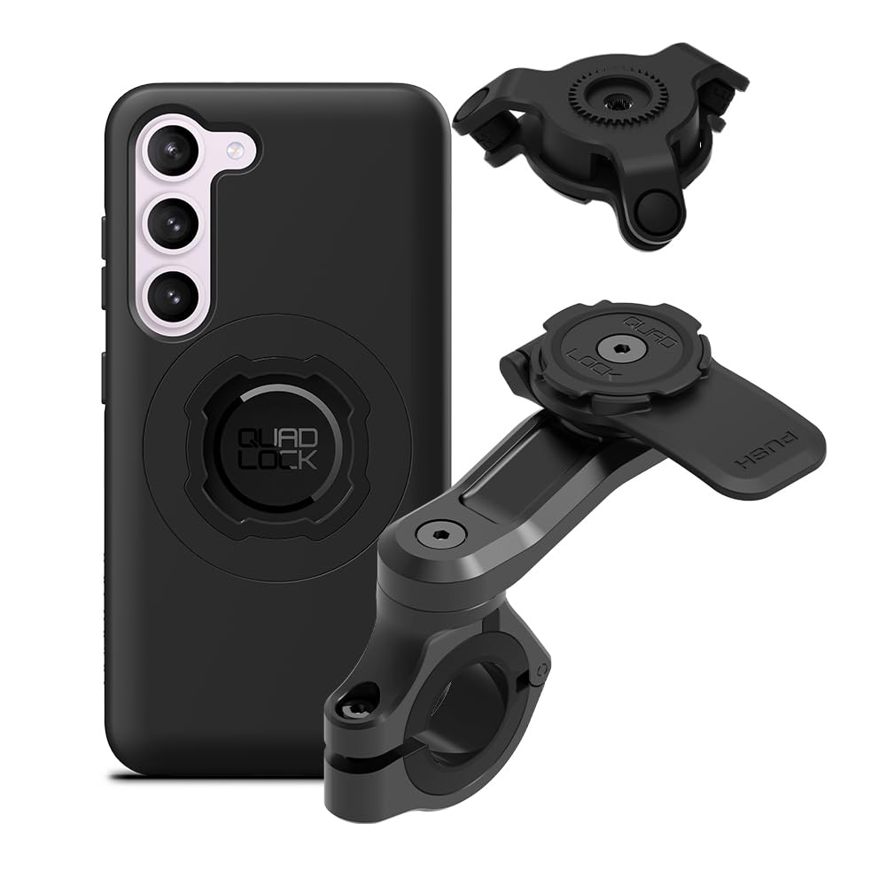 Quad Lock Motorcycle Handlebar Mount PRO Kit with Vibration Dampener and MAG Phone Case for Samsung Galaxy S23