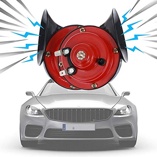 ?2 Pack? 300DB Loud Train Horn for Trucks,Loud Air Electric Snail Horn,12v Waterproof Motorcycle Snail Horn,Double Horn Raging Sound for Car Motorcycle Boat.