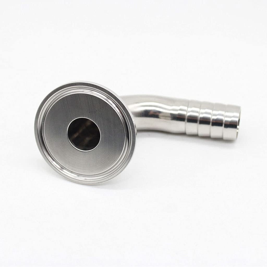 Refixamo One Color Pipe Clamps, Ss304 90 Degree Hose Barb Elbow Pipe Fitting, 12.7-51Mm Od, Tri Clamp 50.5-64Mm(38Mmx Ferrule 50.5)