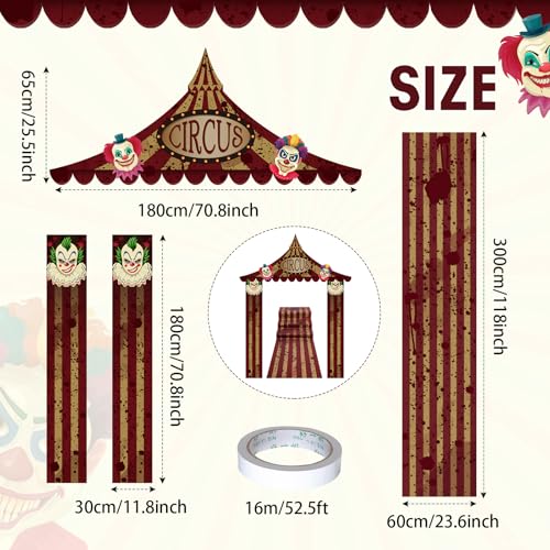 Image of Fanfanwin 4 Pcs Circus Tent Decorations Carnival Halloween Party, Clown