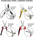 Sutekus Garden Pruning Shears Set of 4 Hand Pruners Bypass Pruning Shears Garden Clippers Shears Kit with Case