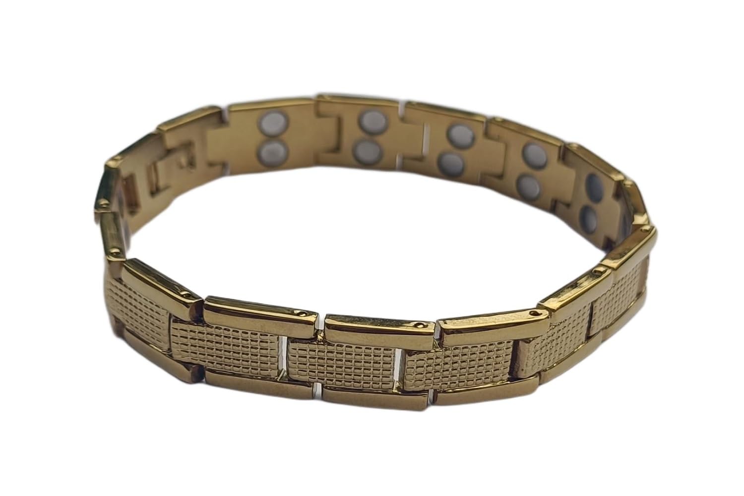 Acupressure India Silver & Gold Bio Magnetic Therapy Double Ton Titanium Metal Bracelet For Men & Women