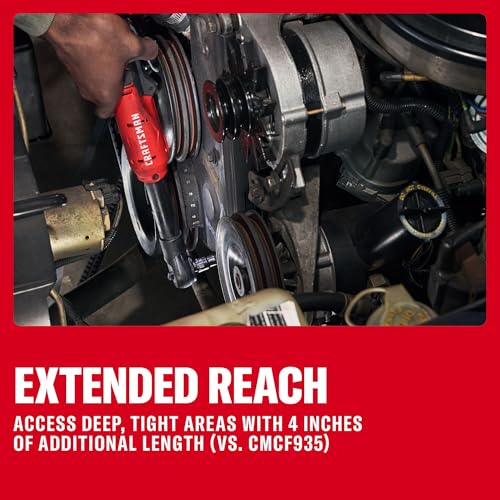 Image of CRAFTSMAN V20 Electric Ratchet, Extended Reach, Cordless 3 /8 Ratchet with Multi-Size 1 /4 and 1 /2 Drive Interchangeable Anvils, LED Light, 300 RPM, 40 ft-lbs Torque, Battery Not Included (CMCF936B)