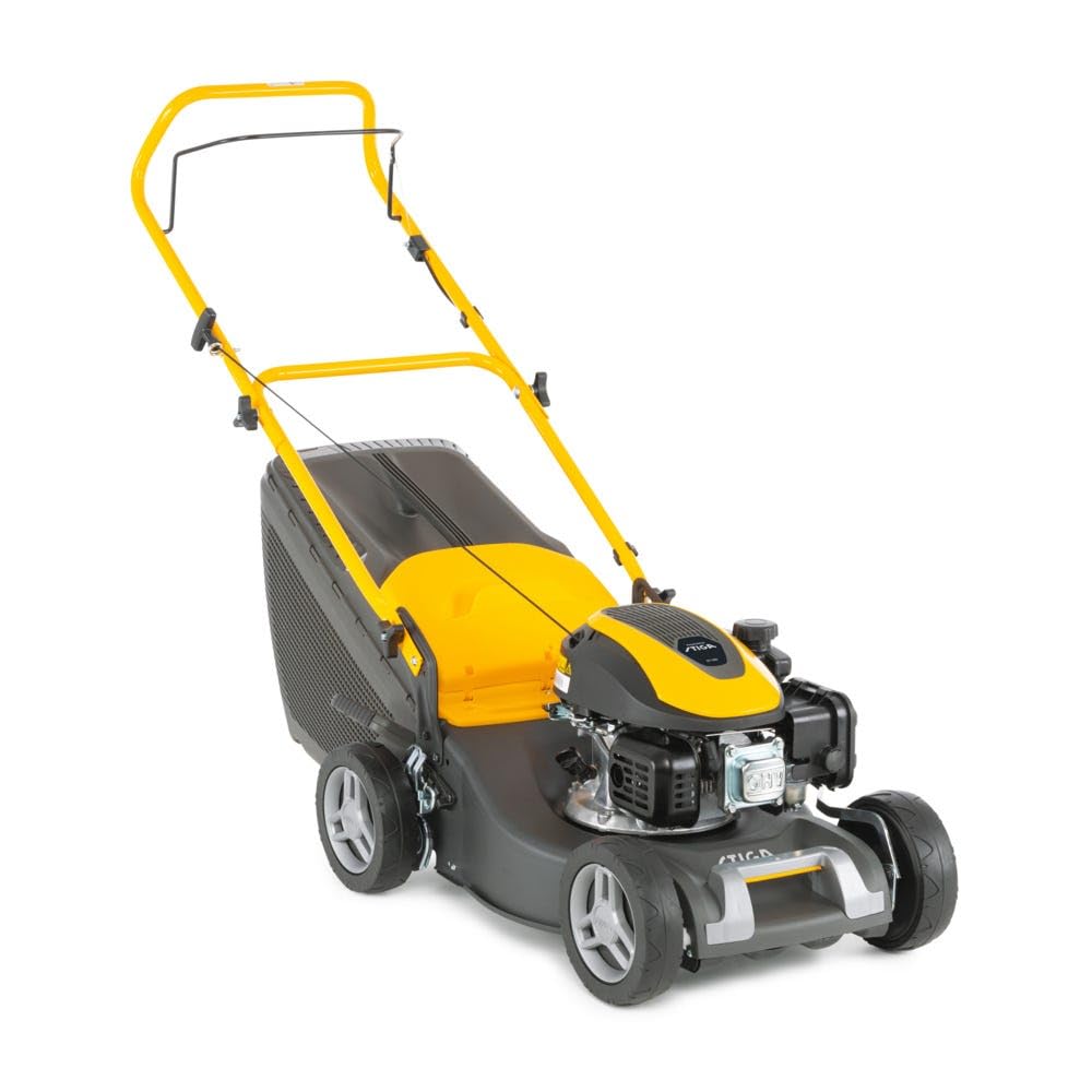 STIGA Collector 43 - Cortacésped de explosión 123 cm³ 1,9 kW, Ancho de Corte 41 cm, Carcasa de Acero, Avance por Empuje, Ajuste centralizado de la Altura de Corte, Bolsa Recogida de 60 litros