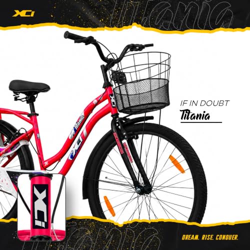 Image of XCi Titania 26T Women's Bicycle, 26-Inch Tyres, Single Speed, Non-Geared, Rigid Suspension, Calliper Brakes, Adult (12+ Years), 18 Inches Steel Frame, Pink Black