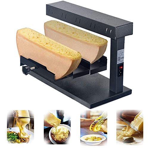 Derretidor de queso comercial, parrilla eléctrica de queso raclette con doble área de calentamiento, parrilla raclette de calentamiento rápido, máquina de fusión de raclette adicional calentador de