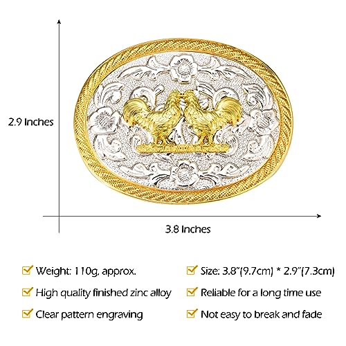 Western Belt Buckle - Silver & Golden Cock Belt Buckles for women and men - Rooster Mens Belt Buckle
