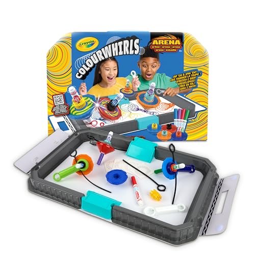 CRAYOLA ColourWhirls la Toupie des Couleurs, Arène pour Défis avec 4 Toupies, Jeu et Cadeau Créatif pour Enfants, Défis en Famille et Entre Amis, à partir...