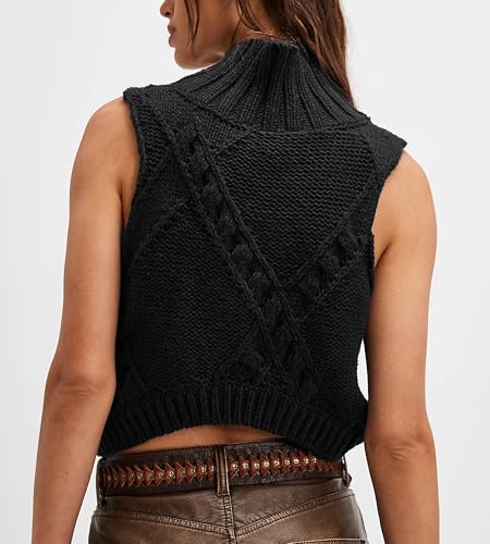 Colorful world Womens Sweater Vest Turtleneck Sleeveless Crochet Knit Pullover Tank Tops Casual Fashion Trendy Outfits2