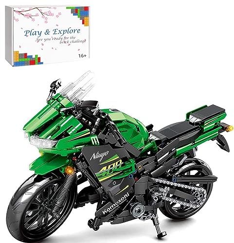 Technic - Kits de construcción de motocicletas para Kawasaki Ninja 400, 862 piezas de juguetes de construcción de motocicletas técnicas, kit de construcción de motos MOC, compatible con las