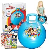 Disney Mickey Mouse Hopper Ball for Kids - Bundle with 15 Inch Mickey Bouncy Ball with Handle, Stickers, and More (Mickey Mouse Outdoor Toys)