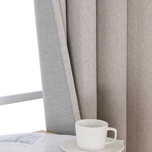 Image of Joydeco 100% Blackout Curtains 84 Inch Length 2 Panels Set, Thermal Insulated Long Curtains& Drapes 2 Burg, Room Darkening Drapes for Bedroom Living Room Window (Linen, W52 x L84 Inch)
