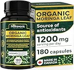Organic Moringa Capsules – 1200mg High Potency (2×600mg), 180 CAPSULES | Organic Moringa Powder for Liver Detox & Gut Health, Hormone & Immune Support | Vegan, Non-GMO Antioxidant Supplement I Made in Canada | Nutravonic Nutrition