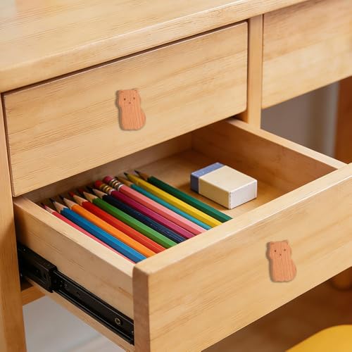 MHwan Schrankknöpfe, 6 Stück Süßer Tier Möbelknöpfe Holz aus Hochwertigem Massivholz mit Natürlicher Textur, Kinderzimmerdekoration, Knöpfe für Kommode Kinder