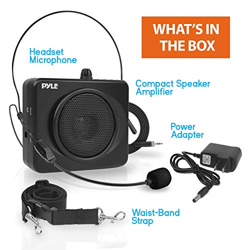 PYLE-PRO-Portable-Waist-Band-PA-Speaker-System-Compact-Voice-Amplifier-and-Headset-Microphone-Set-with-Built-in-Rechargeable-Battery-MP3USB-Playback-AUX-Power-Adapter-Strap-Belt-Clip-PWMA60UB
