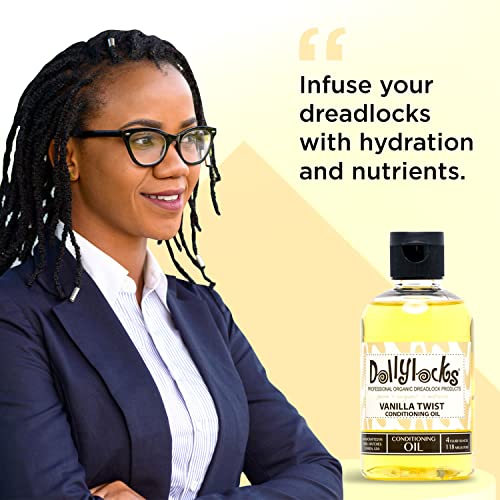 Organic Dreadlock Conditioning Oil - Vegan Loc Moisturizer, Dread Hair Products W/Avocado, Jojoba, Coconut & Hemp Seed Oil, No Residue Dreadlock Hair Products, Vanilla Twist, 4Oz #TOP4
