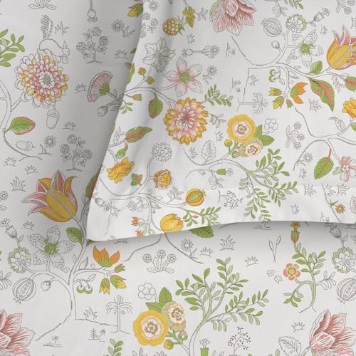 Image of Livspace Cotton Queen Size Bedsheet for Double Bed | 100 inch x 88 inch | 144 TC Flat Cotton Bedsheet with 2 Pillow Covers, Soft & Breathable - Bello Pure Nest Collection (Yellow)