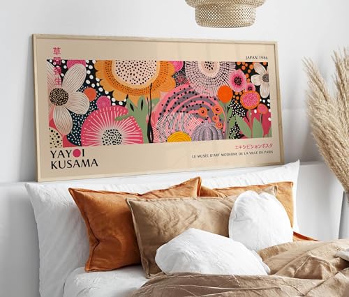 Toile inspirée par Yayoi Kusama : affiche florale japonaise pour éveiller votre créativité