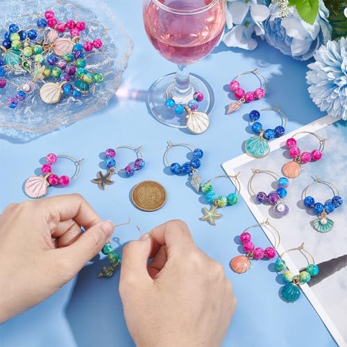 NBEADS 24 Pcs Ocean Theme Wine Glass Charms - Image 3