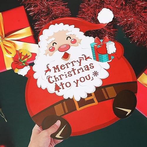 6PCS Lovely Christmas Placemats,Creative Santa Claus Xmas Place Mats,Waterproof PVC Dining Table Place Mats for Christmas Red Tablemats for Dining Room Kitchen Table Decor Xmas Parties - Image 4