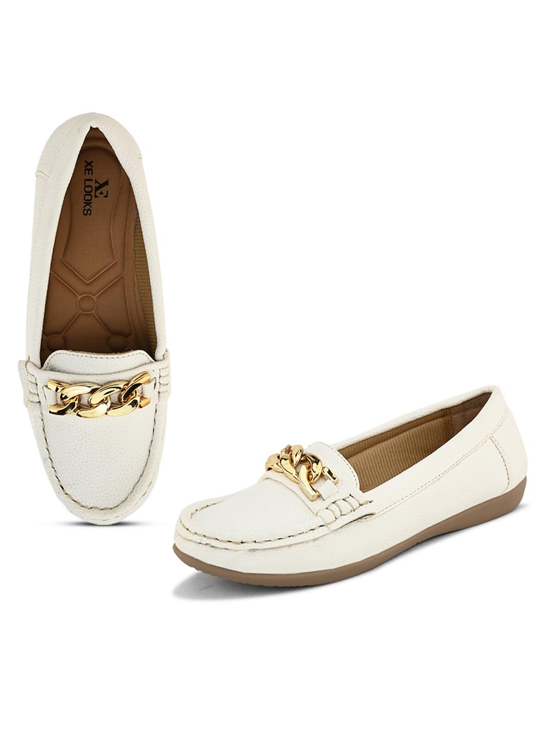xe looks Women's Fancy Chain Design Loafer Ballet & Moccasins Faux Leather, Comfortable and Trendy, Slip-on Mule Shoes for Daily Casual Wear & Formal Wear for Women & Girls-picture-41